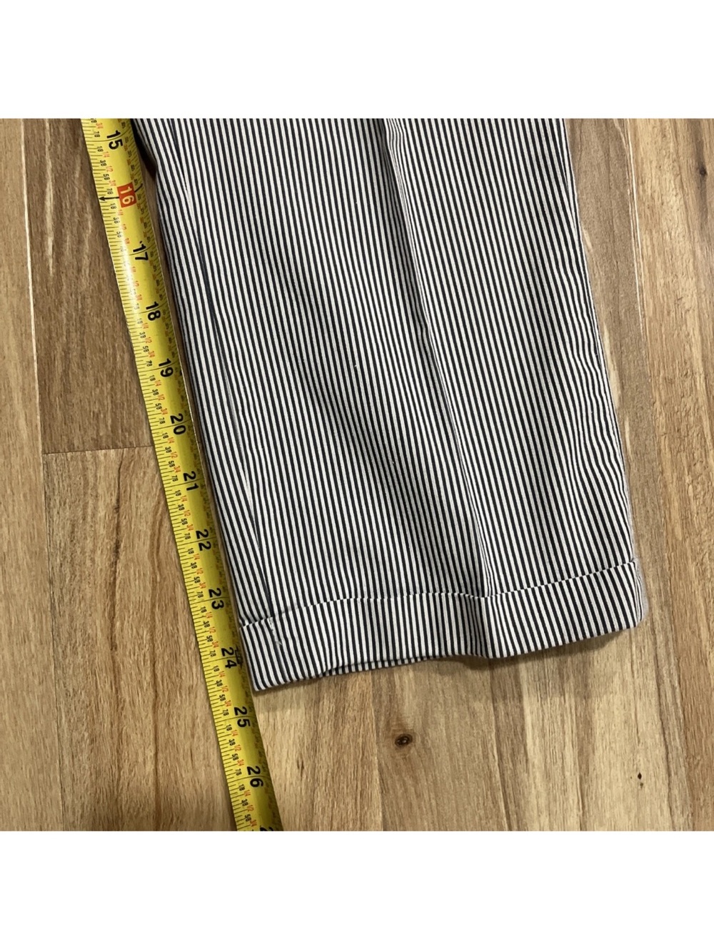 Grace Women's Blue White Pinstriped Ankle Pants - Picture 10 of 13